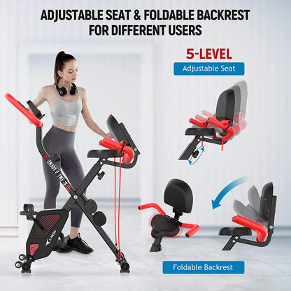 Pooboo 3 In 1 Foldable Exercise Bike Indoor Cycling Bike Workout 300Lb
