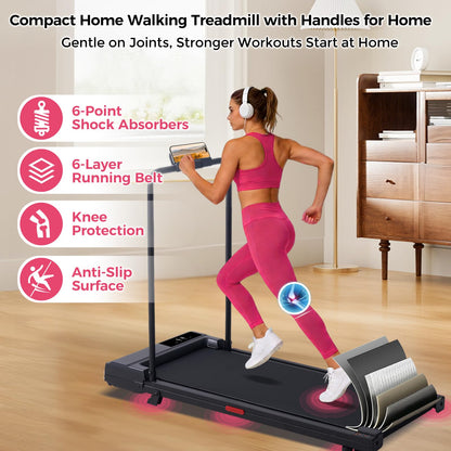 HEVGLRM Walking Pad Treadmill with Handle Bar and Incline