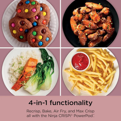 Ninja Crispi 4-in-1 Portable Glass Air Fryer Cooking System, 1500W, 4QT & 6-Cup TempWare Glass Containers with Storage Lids, Microwave, Freezer & Dishwasher Safe