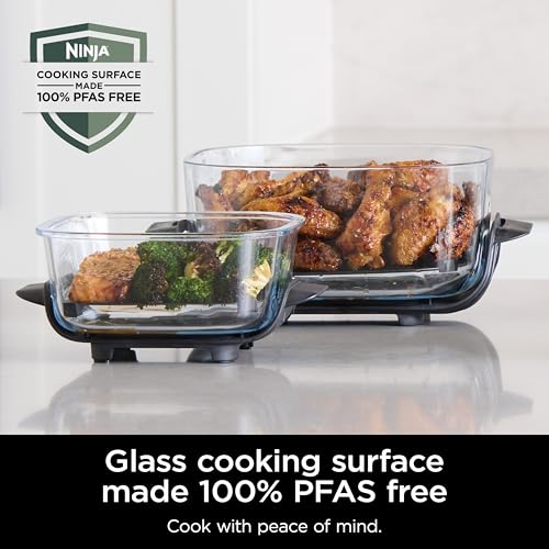 Ninja Crispi 4 in 1 Portable Glass Air Fryer Cooking System, 4QT & 6 Cup Glass Containers with Storage Lids, Easy Meals, Microwave, Freezer & Dishwasher Safe, Air Fry, Bake & More, Cyberspace, FN101GY : Home & Kitchen