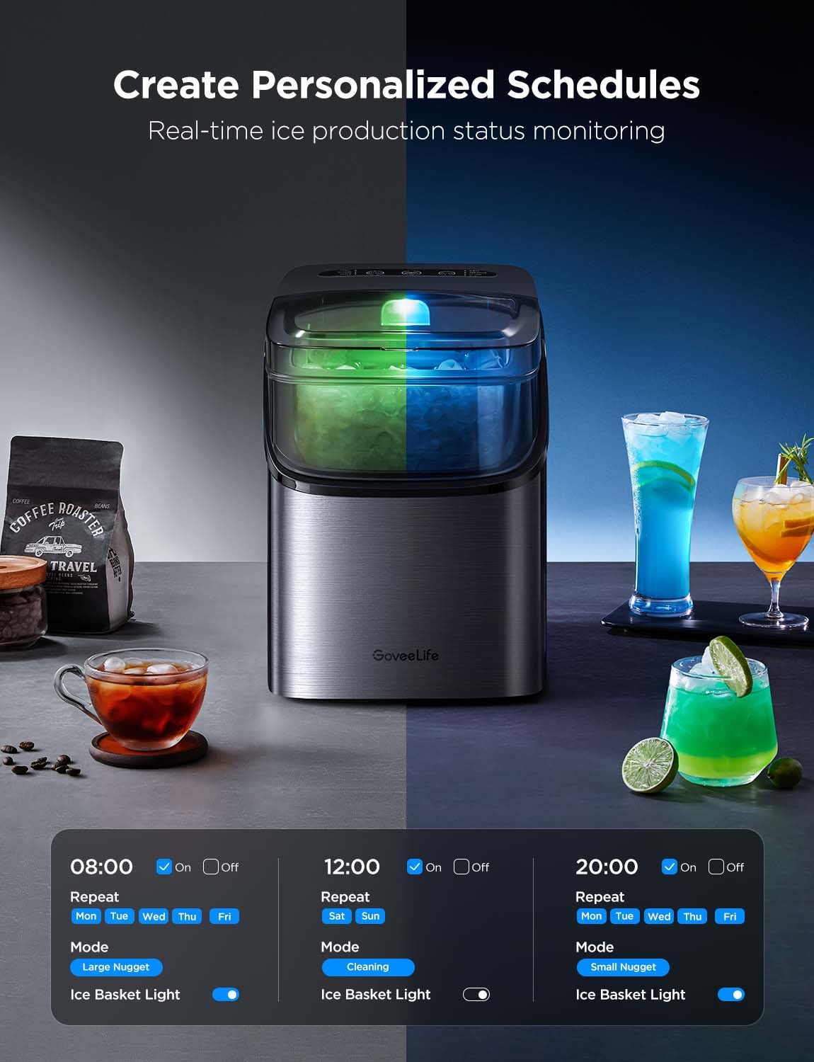 GOVEELIFE Smart Ice Maker Countertop - Portable Ice Machine