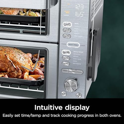 Ninja Countertop Oven Double Stack XL & Air Fryer with Pro Cook System, 12 in 1, Flexdoor, FlavorSeal, SMART FINISH with DualZone Technology, Air Fryer, Bake, Broil, Reheat, Stainless Steel, DCT651