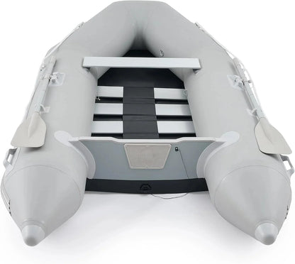 CREWORKS 7.5ft Inflatable Dinghy Boat, 2 Person 660lb Transom Sport Tender Boat with Pump Aluminum Oars Floor, Heavy Duty Inflatable Raft Kayak for Adults