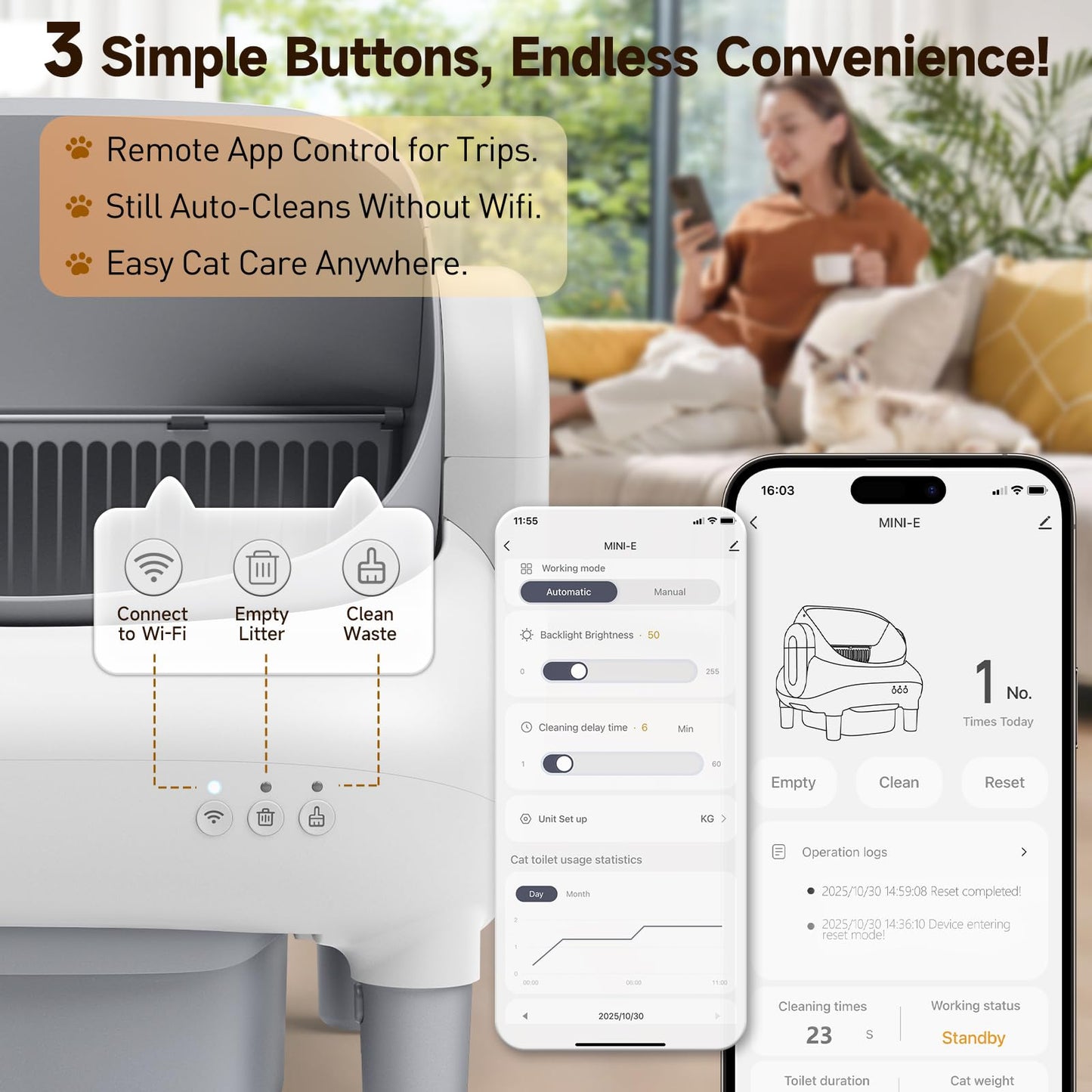 HAZRELA Automatic Cat Litter Box with App Control & Safety