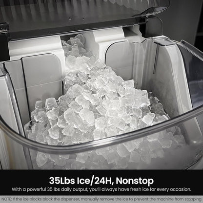 KISMILE Nugget Ice Maker Portable Countertop Machine - 35lbs/Day