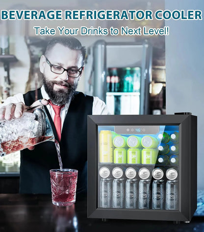 Mini Fridge 130 Can Beverage Refrigerator Cooler, 3.2 Cu.Ft Drink Fridge for Soda Wine Beer, Adjustable Temperature Control for Home Office, Black