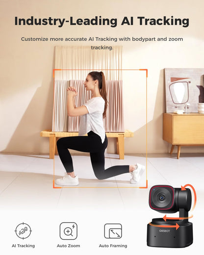 OBSBOT Tiny 2 Lite 4K Webcam - AI Tracking & Gesture Control