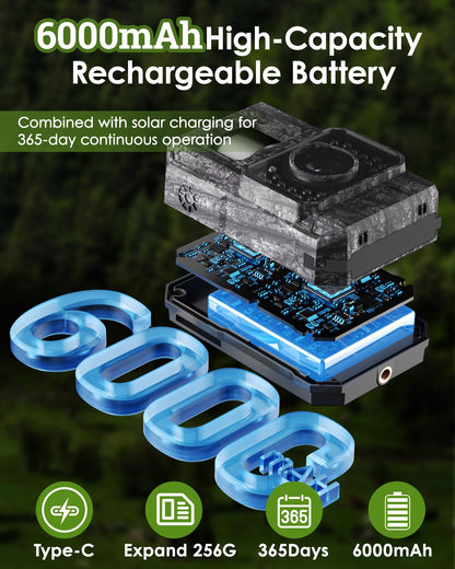 MAXDONE Solar Trail Camera WiFi Bluetooth - 4K 64MP Night Vision