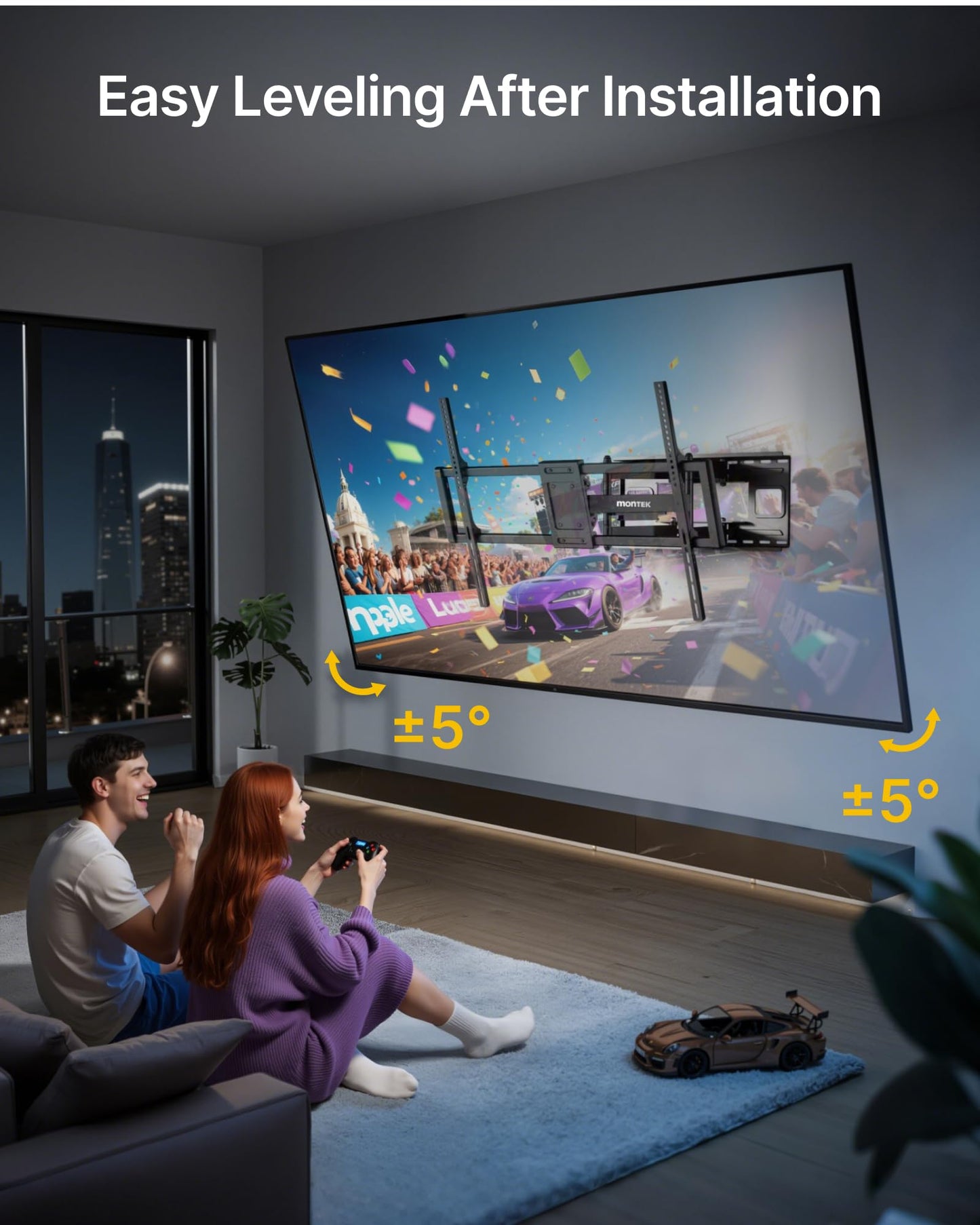 MONTEK Heavy Duty XXL Full Motion TV Wall Mount 60-120"