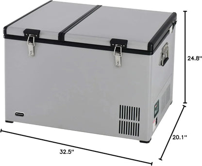 FM-65G 65 Quart Portable Refrigerator and Deep, AC 110V/ DC 12V, Real Chest Freezer for Car, Home, Camping, and RV with-8F to 50F Temperature Range, Gray, One Size