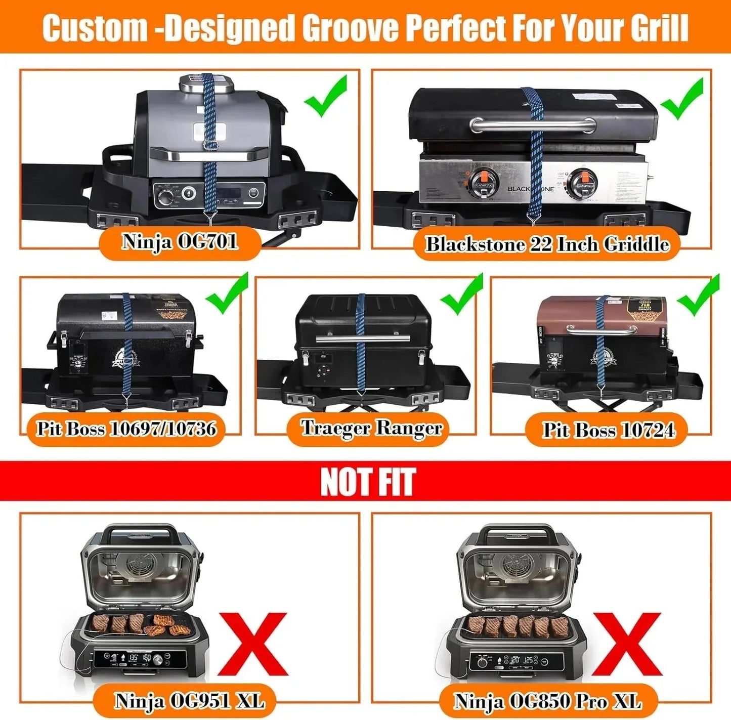 Collapsible Grill Stand for Ninja Woodfire Grill, Traeger, Pit Boss, and 22" Blackstone Griddle