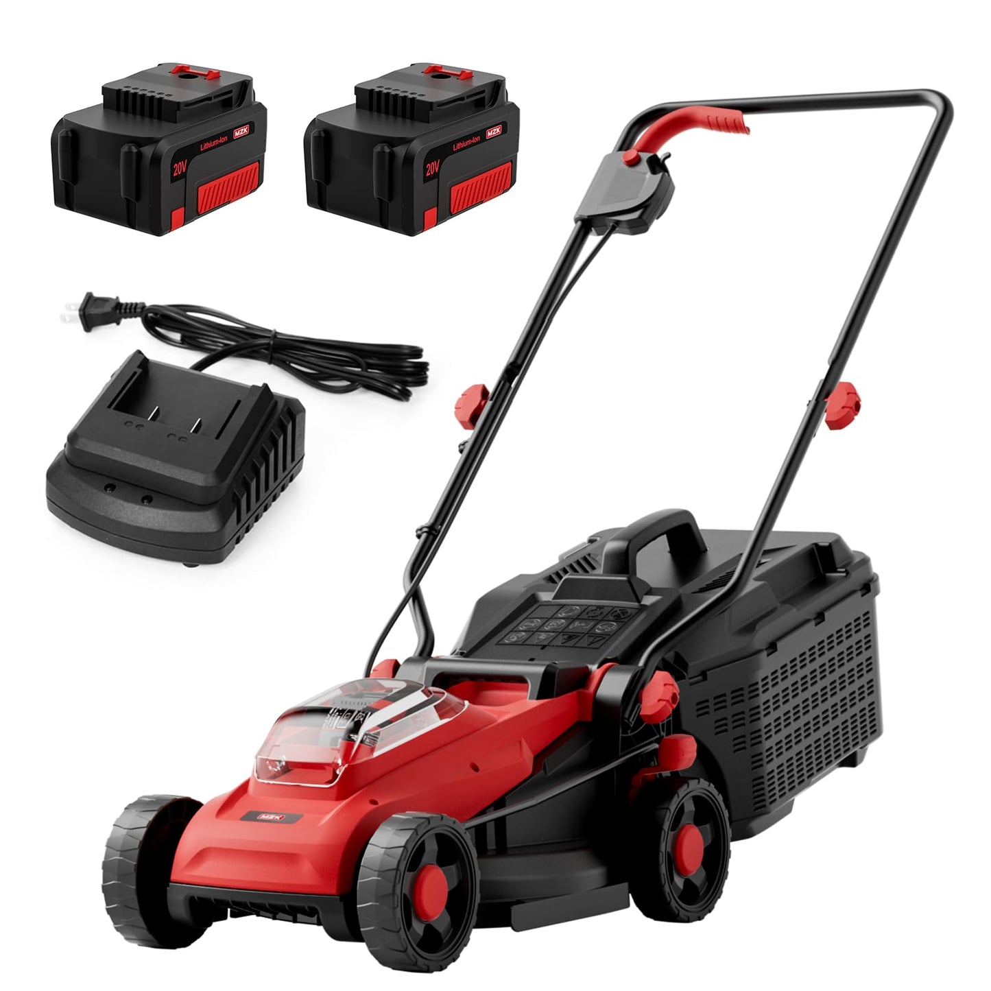 MZK 20V 13" Cordless Electric Lawn Mower with Grass Bag