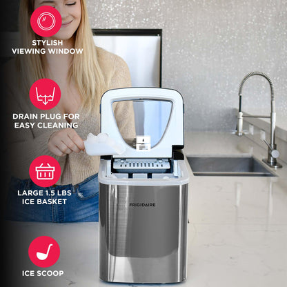 FRIGIDAIRE EFIC123-SS Countertop Ice Maker, 26 lbs Daily Output