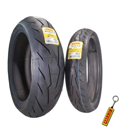 Pirelli Diablo Rosso IV Motorcycle Tires Set Front 110/70ZR17 & Rear 190/55ZR17 with Bonus Keychain