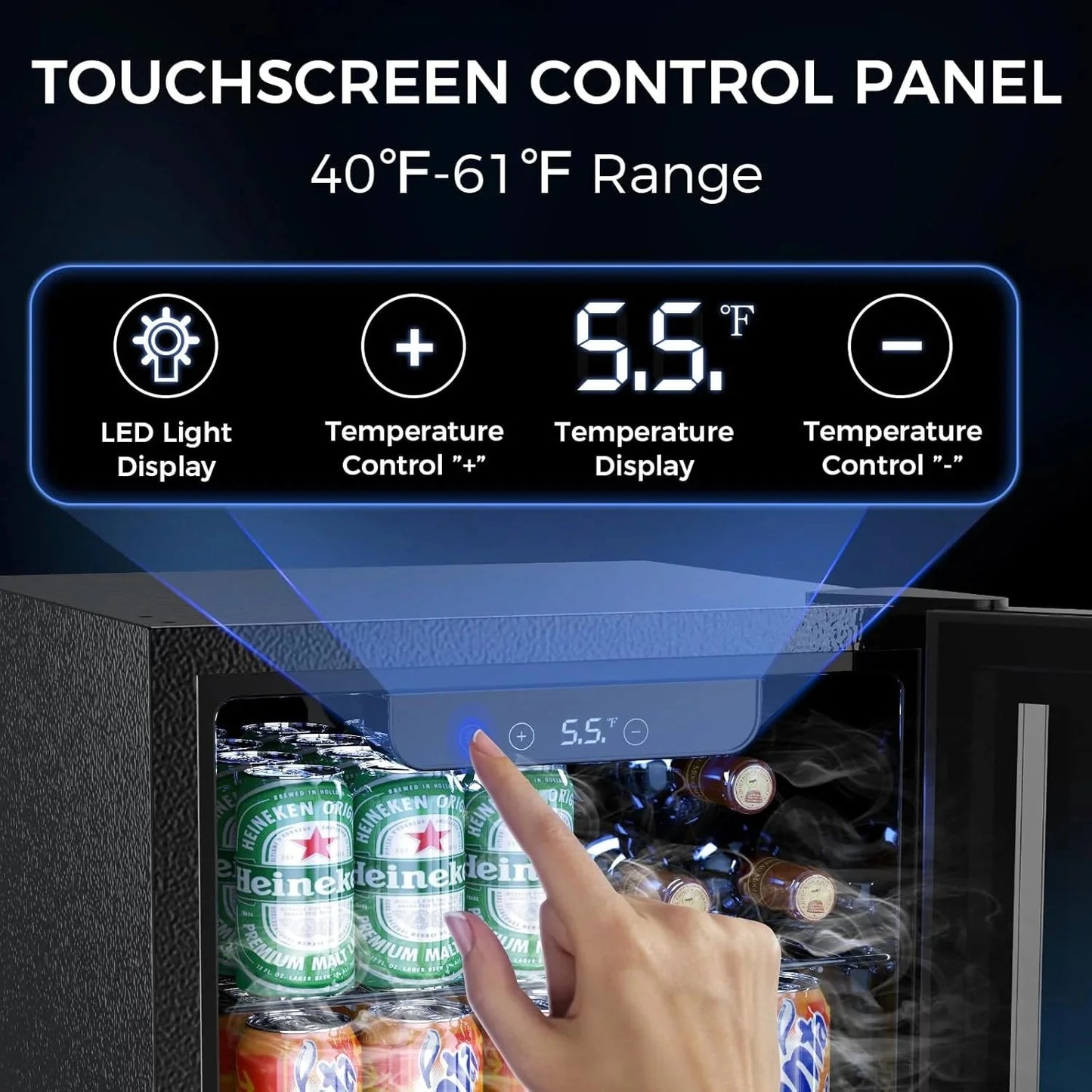 Mini Fridge 130 Can Beverage Refrigerator Cooler, 3.2 Cu.Ft Drink Fridge for Soda Wine Beer, Adjustable Temperature Control for Home Office, Black