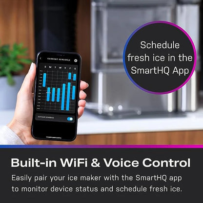 Countertop Nugget Ice Maker with Side Tank | Ice Machine with WiFi Connectivity | Smart Home Kitchen Essentials | Stainless Steel