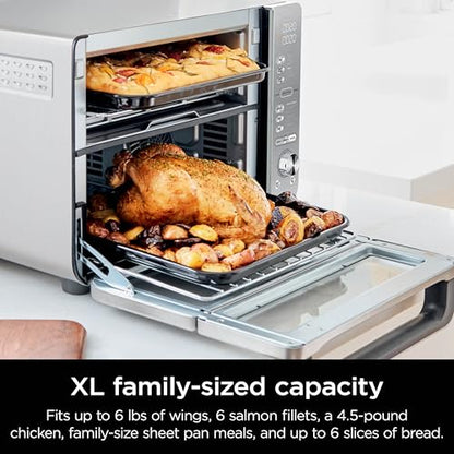 Ninja Countertop Oven Double Stack XL & Air Fryer with Pro Cook System, 12 in 1, Flexdoor, FlavorSeal, SMART FINISH with DualZone Technology, Air Fryer, Bake, Broil, Reheat, Stainless Steel, DCT651