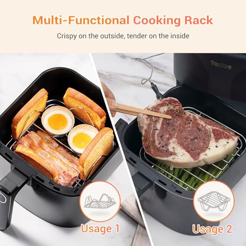 Tastee Ceramic Air Fryer, 8 in 1 Compact 5.5QT AirFryers, 450°F Digital Airfryer Dehydrator with Smart Probe, 24 Presets One touch Cooking, In app Recipes with Window, Dishwasher safe & Non stick : Home & Kitchen
