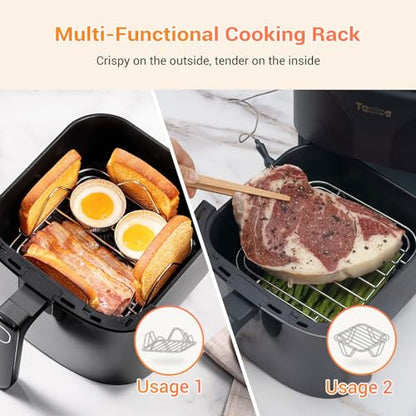 Tastee Ceramic Air Fryer, 8 in 1 Compact 5.5QT AirFryers, 450°F Digital Airfryer Dehydrator with Smart Probe, 24 Presets One touch Cooking, In app Recipes with Window, Dishwasher safe & Non stick : Home & Kitchen